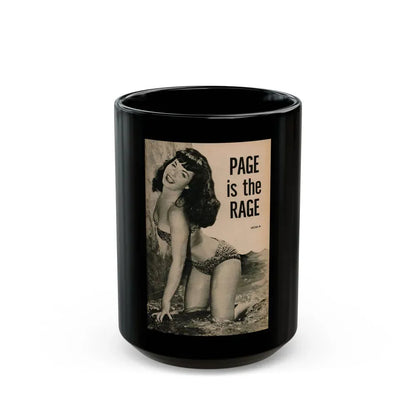 Bettie Page #1065 - Pages 1 of 6 with, 1 Full Page B&W Photo & Caption from BRIEF Digest Mag. Nov. '54 (Vintage Female Icon) Black Coffee Mug 15oz - Go Mug Yourself