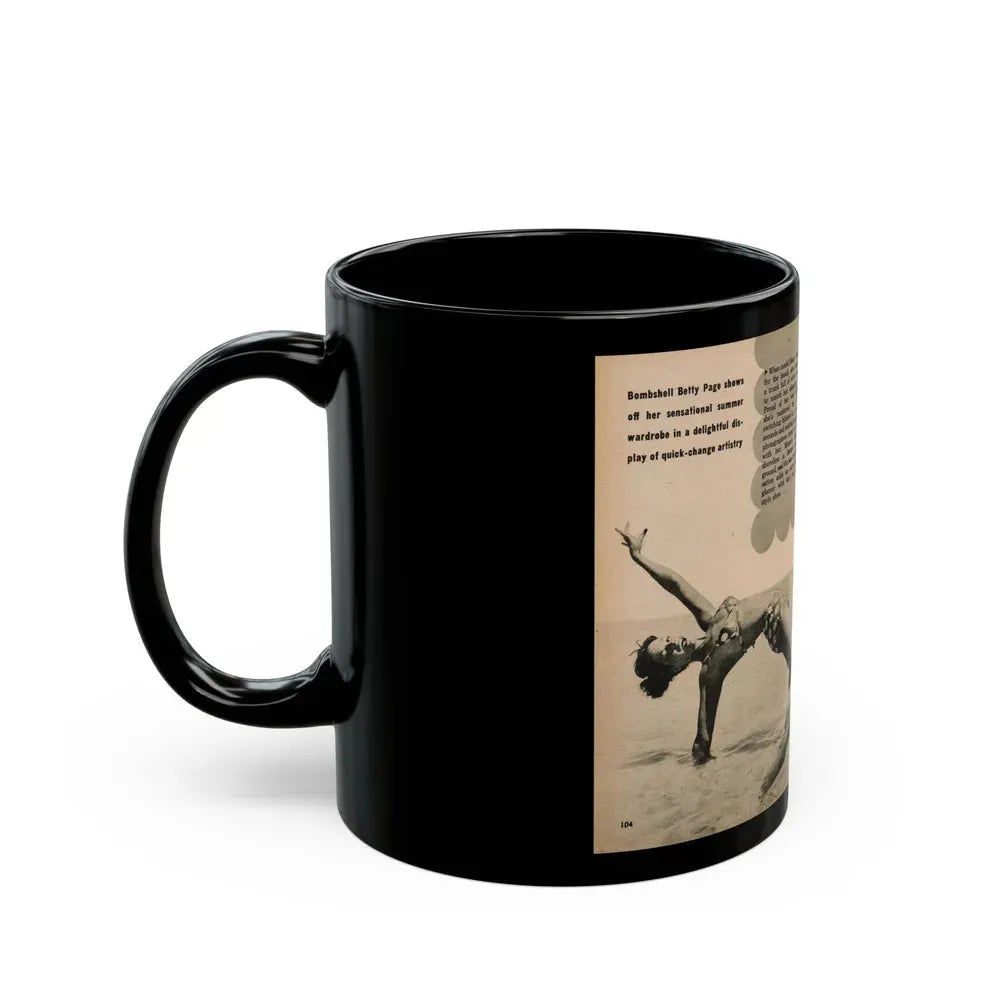 Bettie Page #1066 - Pages 2 & 3 of 6 with, 3 B&W Photos, Short Article & Caption from BRIEF Digest Mag. Nov. '54 (Vintage Female Icon) Black Coffee Mug - Go Mug Yourself