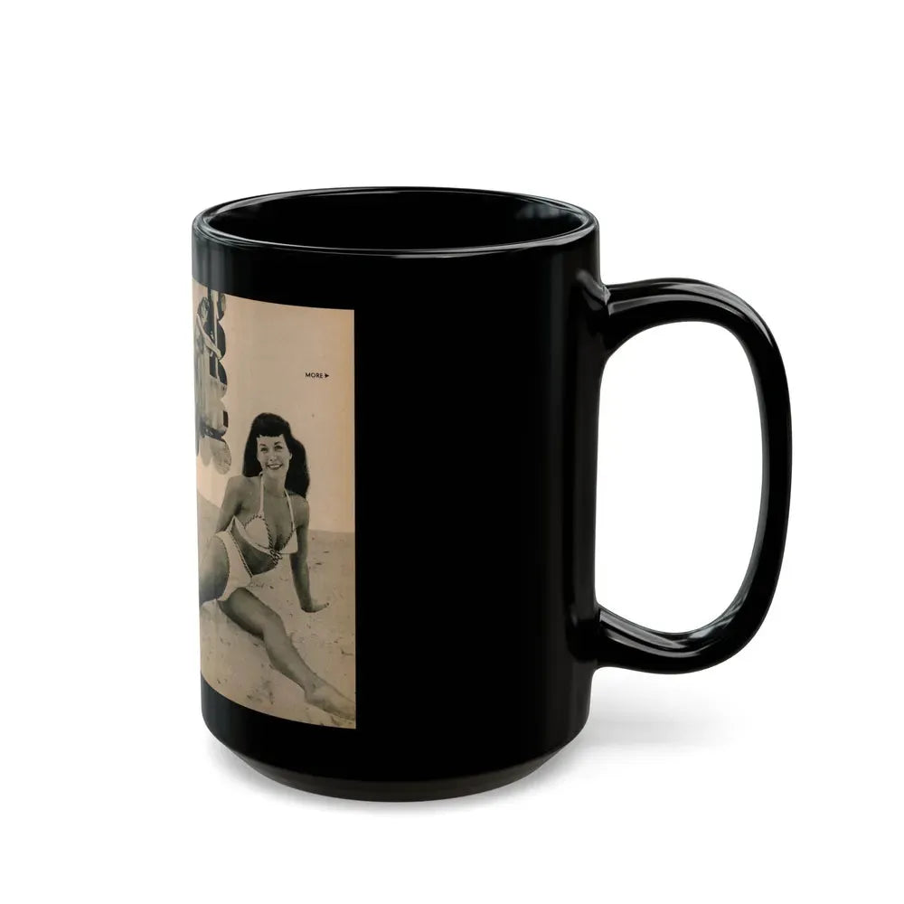 Bettie Page #1066 - Pages 2 & 3 of 6 with, 3 B&W Photos, Short Article & Caption from BRIEF Digest Mag. Nov. '54 (Vintage Female Icon) Black Coffee Mug - Go Mug Yourself