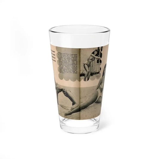 Bettie Page #1066 - Pages 2 & 3 of 6 with, 3 B&W Photos, Short Article & Caption from BRIEF Digest Mag. Nov. '54 (Vintage Female Icon) Pint Glass 16oz 16oz - Go Mug Yourself
