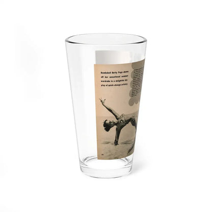 Bettie Page #1066 - Pages 2 & 3 of 6 with, 3 B&W Photos, Short Article & Caption from BRIEF Digest Mag. Nov. '54 (Vintage Female Icon) Pint Glass 16oz - Go Mug Yourself