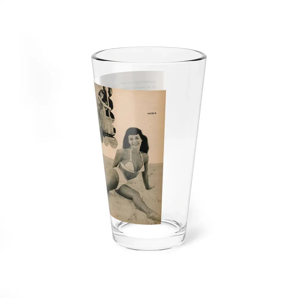 Bettie Page #1066 - Pages 2 & 3 of 6 with, 3 B&W Photos, Short Article & Caption from BRIEF Digest Mag. Nov. '54 (Vintage Female Icon) Pint Glass 16oz - Go Mug Yourself