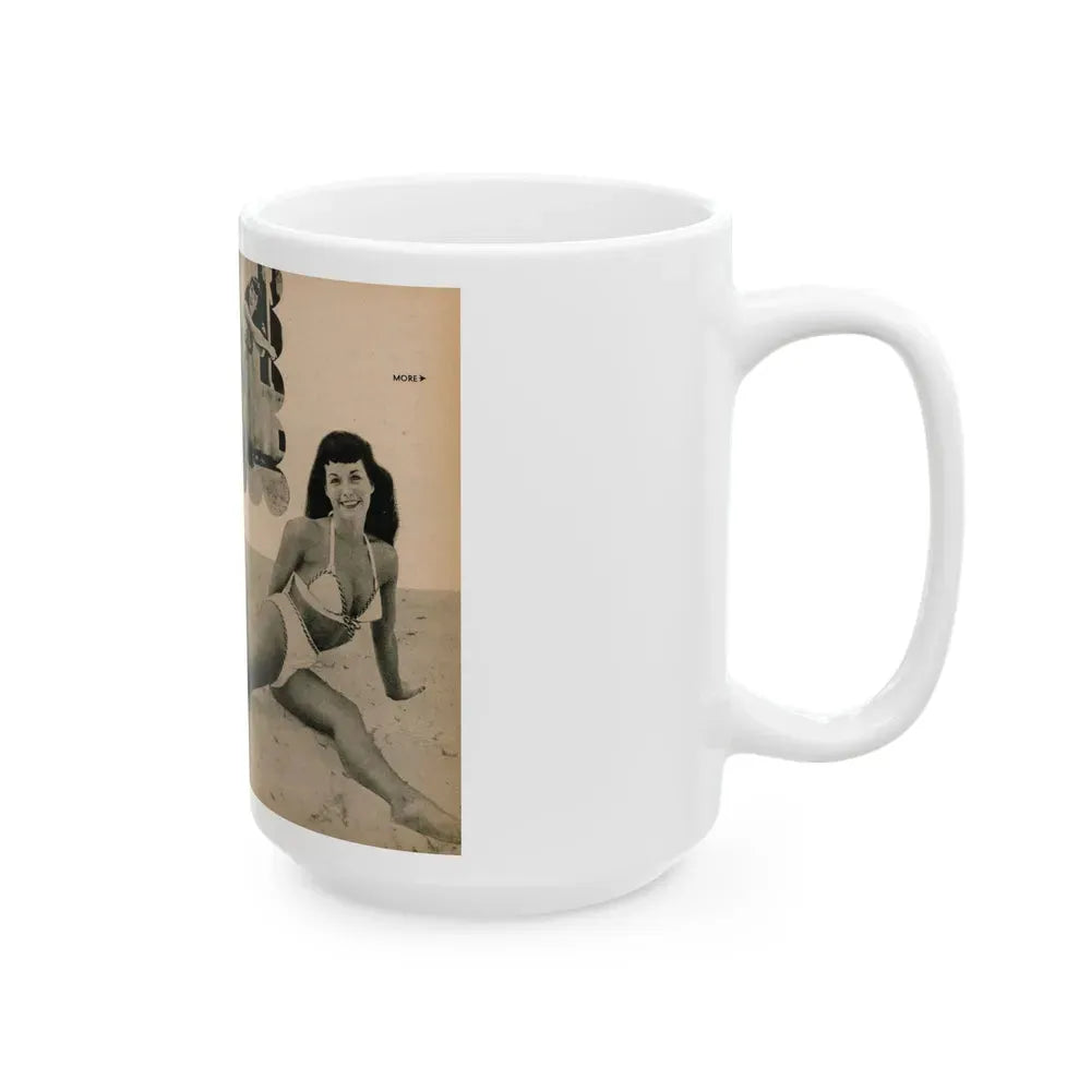 Bettie Page #1066 - Pages 2 & 3 of 6 with, 3 B&W Photos, Short Article & Caption from BRIEF Digest Mag. Nov. '54 (Vintage Female Icon) White Coffee Mug - Go Mug Yourself