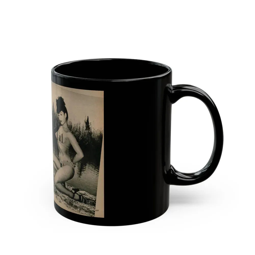 Bettie Page #1067 - Pages 4 of 6 of 7 with, 4 B&W Photos from BRIEF Digest Mag. Nov. '54 (Vintage Female Icon) Black Coffee Mug - Go Mug Yourself