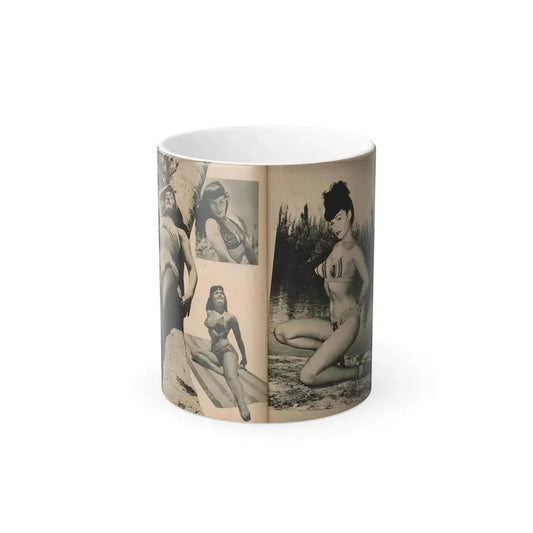Bettie Page #1067 - Pages 4 of 6 of 7 with, 4 B&W Photos from BRIEF Digest Mag. Nov. '54 (Vintage Female Icon) Color Changing Mug 11oz 11oz - Go Mug Yourself