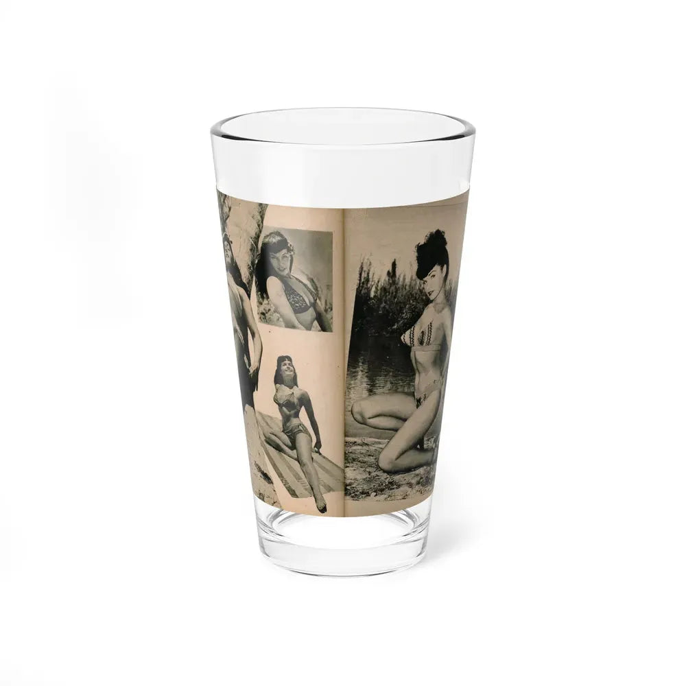 Bettie Page #1067 - Pages 4 of 6 of 7 with, 4 B&W Photos from BRIEF Digest Mag. Nov. '54 (Vintage Female Icon) Pint Glass 16oz 16oz - Go Mug Yourself