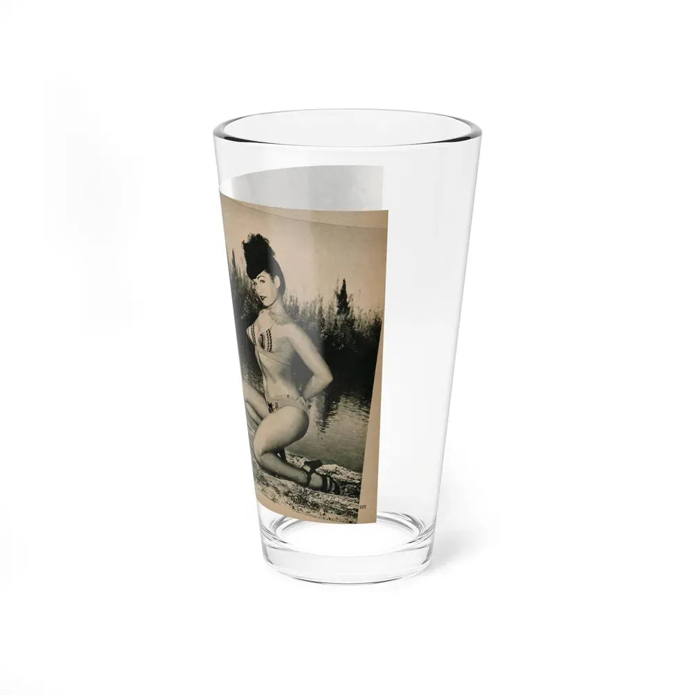 Bettie Page #1067 - Pages 4 of 6 of 7 with, 4 B&W Photos from BRIEF Digest Mag. Nov. '54 (Vintage Female Icon) Pint Glass 16oz - Go Mug Yourself
