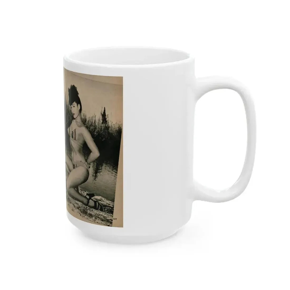 Bettie Page #1067 - Pages 4 of 6 of 7 with, 4 B&W Photos from BRIEF Digest Mag. Nov. '54 (Vintage Female Icon) White Coffee Mug - Go Mug Yourself
