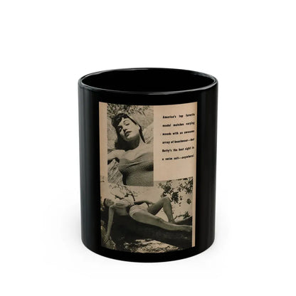 Bettie Page #1068 - Pages 6 of 6 with, 2 B&W Photos & Caption from BRIEF Digest Mag. Nov. '54 (Vintage Female Icon) Black Coffee Mug 11oz - Go Mug Yourself