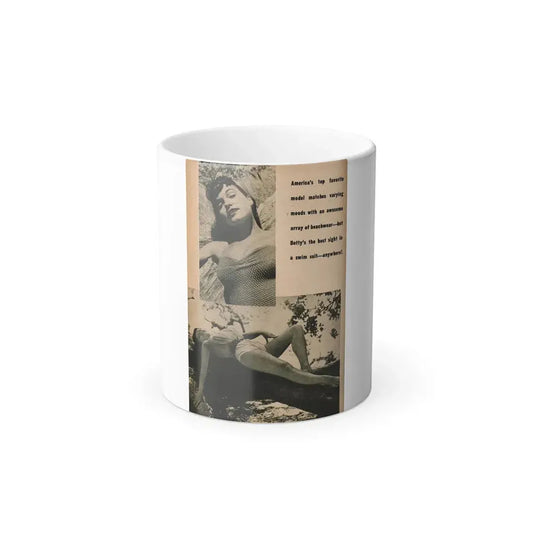 Bettie Page #1068 - Pages 6 of 6 with, 2 B&W Photos & Caption from BRIEF Digest Mag. Nov. '54 (Vintage Female Icon) Color Changing Mug 11oz 11oz - Go Mug Yourself