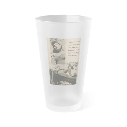 Bettie Page #1068 - Pages 6 of 6 with, 2 B&W Photos & Caption from BRIEF Digest Mag. Nov. '54 (Vintage Female Icon) Frosted Pint Glass 16oz 16oz Frosted - Go Mug Yourself