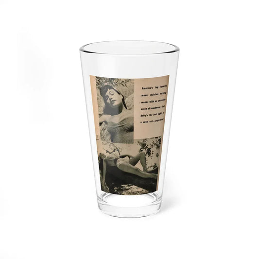 Bettie Page #1068 - Pages 6 of 6 with, 2 B&W Photos & Caption from BRIEF Digest Mag. Nov. '54 (Vintage Female Icon) Pint Glass 16oz 16oz - Go Mug Yourself