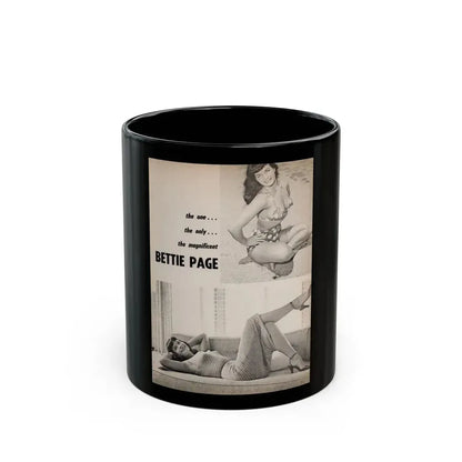 Bettie Page #1069 - Pages 1 of 4 with, 2 B&W Photos & Headline from After Hours Vol. 1, No. 4 '57 Mag. (Vintage Female Icon) Black Coffee Mug 11oz - Go Mug Yourself
