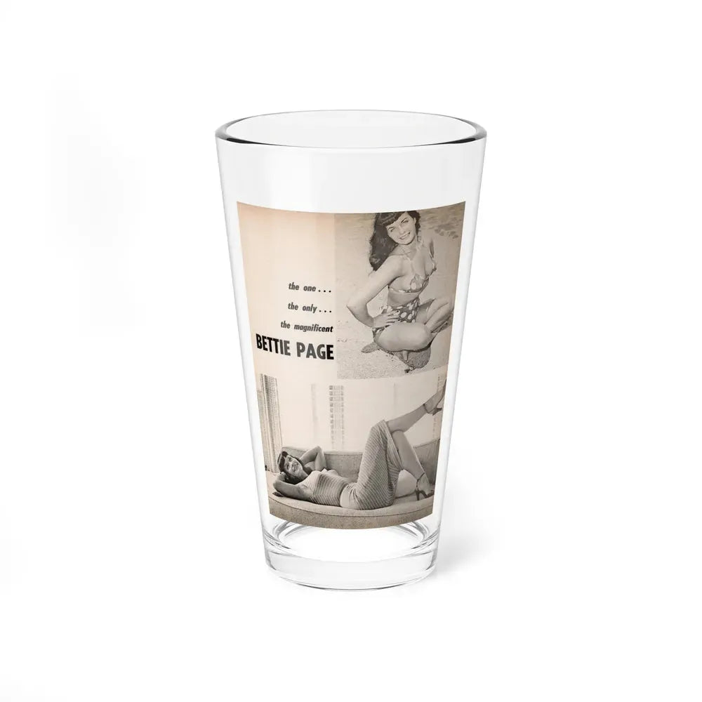 Bettie Page #1069 - Pages 1 of 4 with, 2 B&W Photos & Headline from After Hours Vol. 1, No. 4 '57 Mag. (Vintage Female Icon) Pint Glass 16oz 16oz - Go Mug Yourself