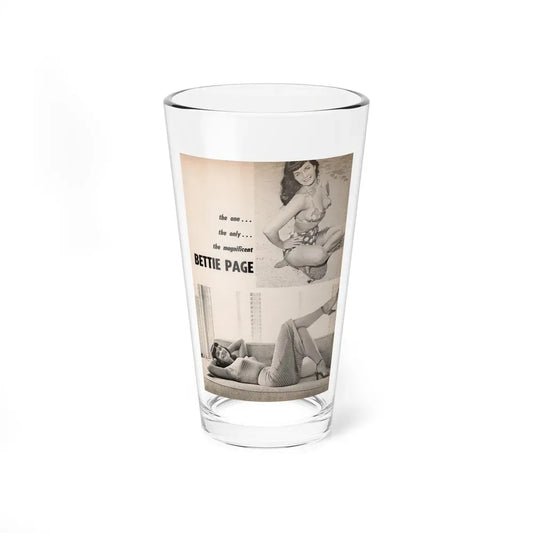 Bettie Page #1069 - Pages 1 of 4 with, 2 B&W Photos & Headline from After Hours Vol. 1, No. 4 '57 Mag. (Vintage Female Icon) Pint Glass 16oz 16oz - Go Mug Yourself