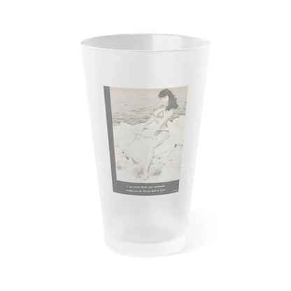 Bettie Page #1070 - Pages 2 of 4 with, 1 Full Page B&W Photo & Caption from After Hours Vol. 1, No. 4 '57 Mag. (Vintage Female Icon) Frosted Pint Glass 16oz 16oz Frosted - Go Mug Yourself