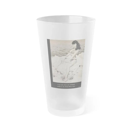 Bettie Page #1070 - Pages 2 of 4 with, 1 Full Page B&W Photo & Caption from After Hours Vol. 1, No. 4 '57 Mag. (Vintage Female Icon) Frosted Pint Glass 16oz 16oz Frosted - Go Mug Yourself