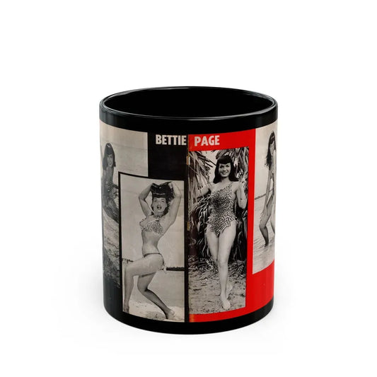 Bettie Page #1071 - Pages 3 & 4 of 4 with, 4 B&W Photos from After Hours Vol. 1, No. 4 '57 Mag. (Vintage Female Icon) Black Coffee Mug 11oz - Go Mug Yourself