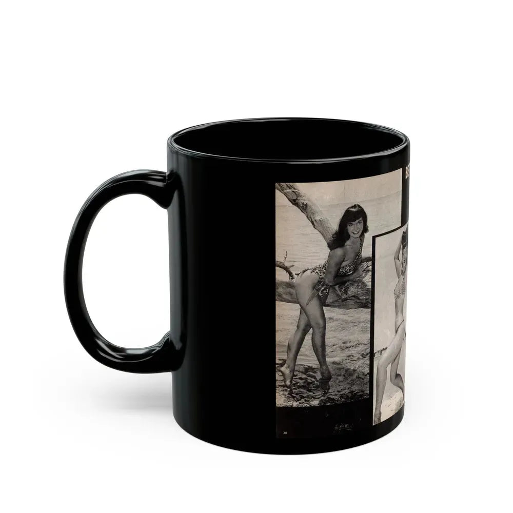 Bettie Page #1071 - Pages 3 & 4 of 4 with, 4 B&W Photos from After Hours Vol. 1, No. 4 '57 Mag. (Vintage Female Icon) Black Coffee Mug - Go Mug Yourself