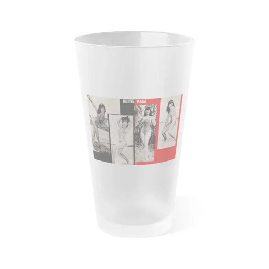 Bettie Page #1071 - Pages 3 & 4 of 4 with, 4 B&W Photos from After Hours Vol. 1, No. 4 '57 Mag. (Vintage Female Icon) Frosted Pint Glass 16oz 16oz Frosted - Go Mug Yourself