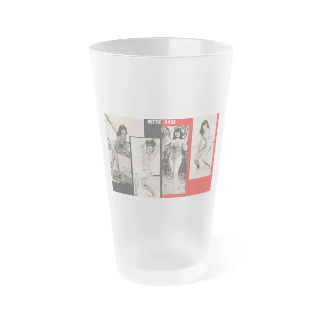 Bettie Page #1071 - Pages 3 & 4 of 4 with, 4 B&W Photos from After Hours Vol. 1, No. 4 '57 Mag. (Vintage Female Icon) Frosted Pint Glass 16oz 16oz Frosted - Go Mug Yourself