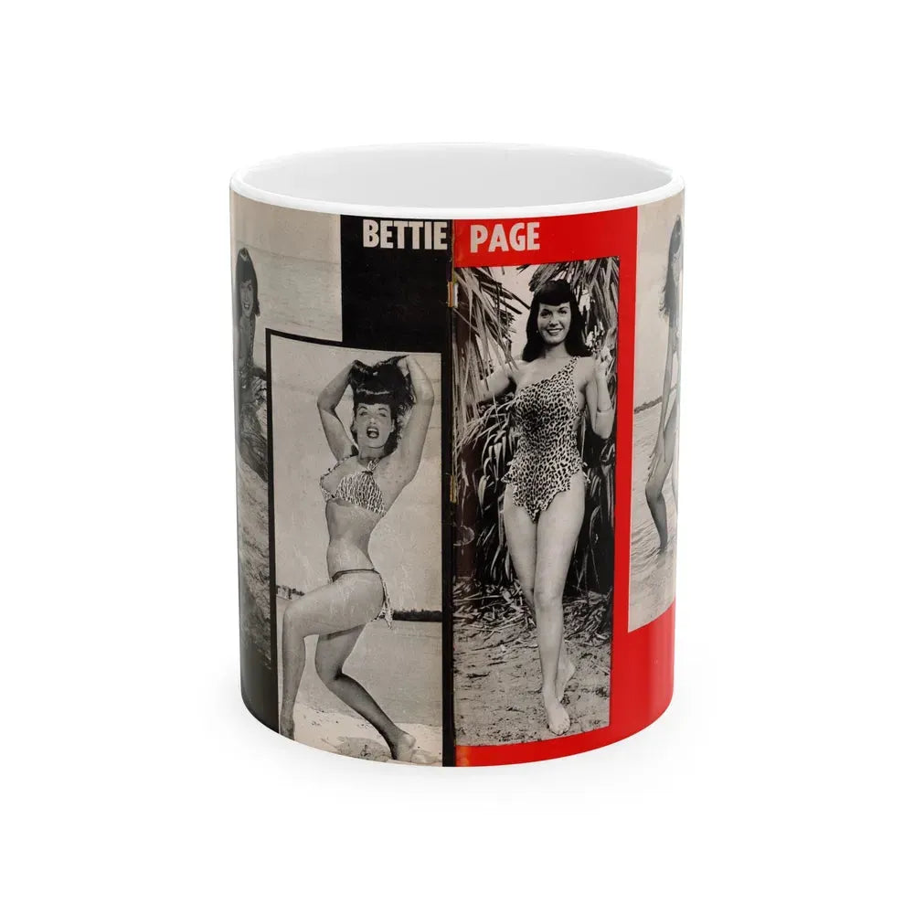 Bettie Page #1071 - Pages 3 & 4 of 4 with, 4 B&W Photos from After Hours Vol. 1, No. 4 '57 Mag. (Vintage Female Icon) White Coffee Mug 11oz - Go Mug Yourself