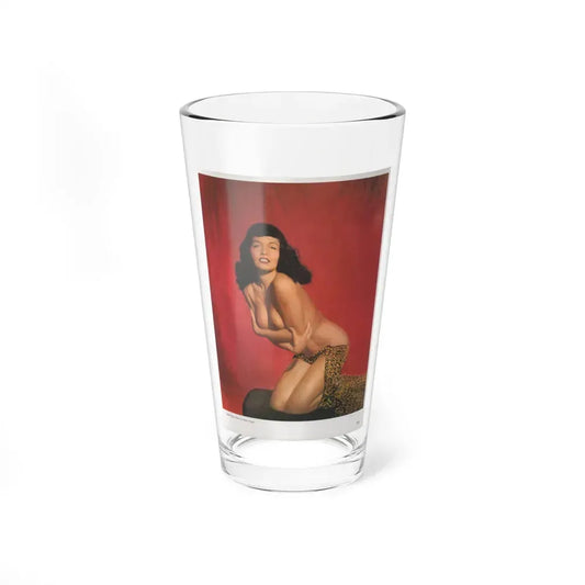 Bettie Page #1072 - Bettie Colorized or Art from a Bunny Yeager Pin-Up Book (Vintage Female Icon) Pint Glass 16oz 16oz - Go Mug Yourself