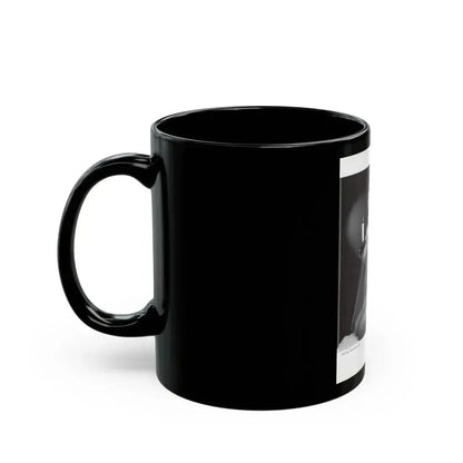 Bettie Page #1073 - Bettie in B&W from a Bunny Yeager Pin-Up Book (Vintage Female Icon) Black Coffee Mug - Go Mug Yourself