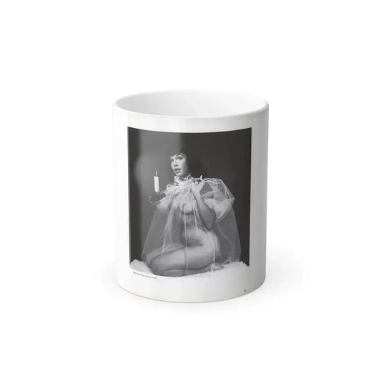 Bettie Page #1073 - Bettie in B&W from a Bunny Yeager Pin-Up Book (Vintage Female Icon) Color Changing Mug 11oz 11oz - Go Mug Yourself