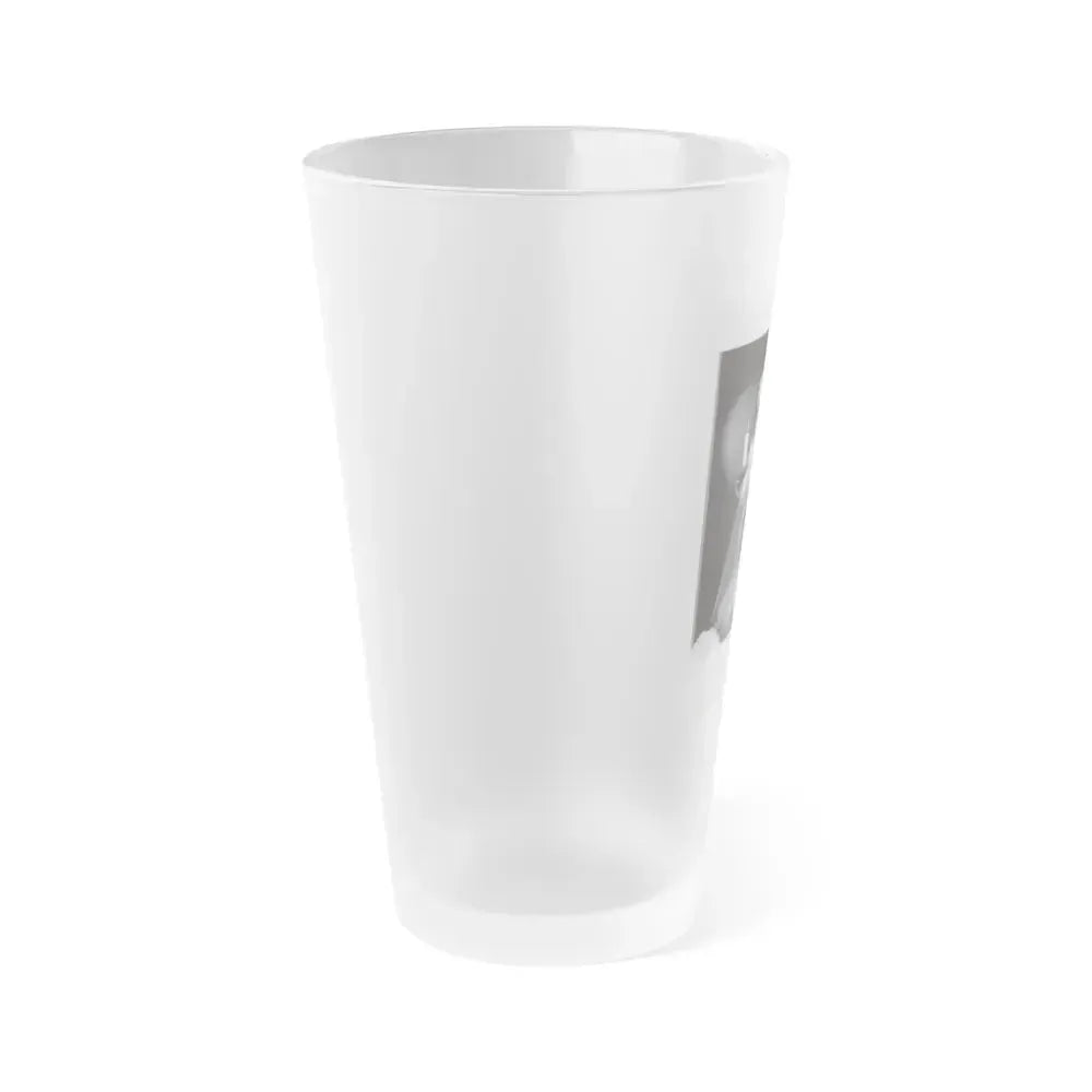 Bettie Page #1073 - Bettie in B&W from a Bunny Yeager Pin-Up Book (Vintage Female Icon) Frosted Pint Glass 16oz - Go Mug Yourself