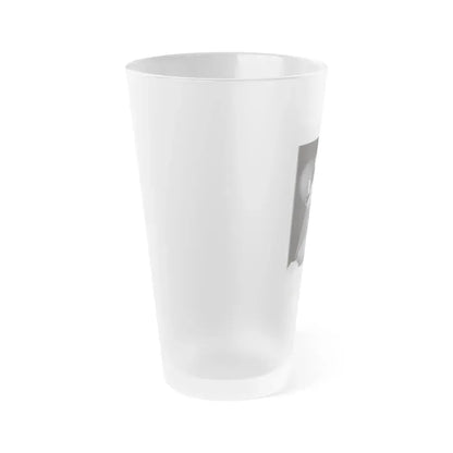 Bettie Page #1073 - Bettie in B&W from a Bunny Yeager Pin-Up Book (Vintage Female Icon) Frosted Pint Glass 16oz - Go Mug Yourself