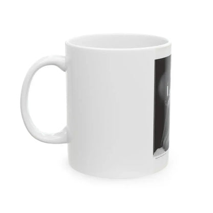 Bettie Page #1073 - Bettie in B&W from a Bunny Yeager Pin-Up Book (Vintage Female Icon) White Coffee Mug - Go Mug Yourself