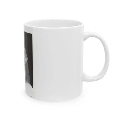 Bettie Page #1073 - Bettie in B&W from a Bunny Yeager Pin-Up Book (Vintage Female Icon) White Coffee Mug - Go Mug Yourself
