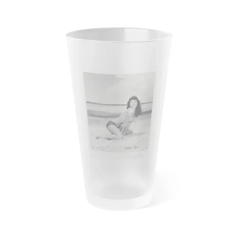 Bettie Page #1074 (Vintage Female Icon) Frosted Pint Glass 16oz 16oz Frosted - Go Mug Yourself