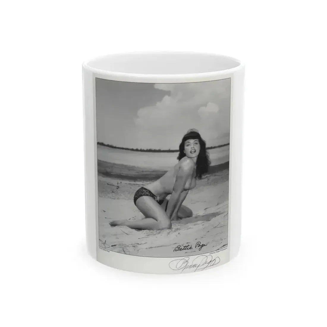 Bettie Page #1074 (Vintage Female Icon) White Coffee Mug 11oz - Go Mug Yourself