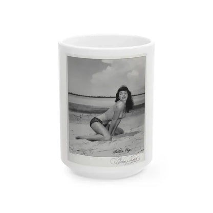 Bettie Page #1074 (Vintage Female Icon) White Coffee Mug 15oz - Go Mug Yourself