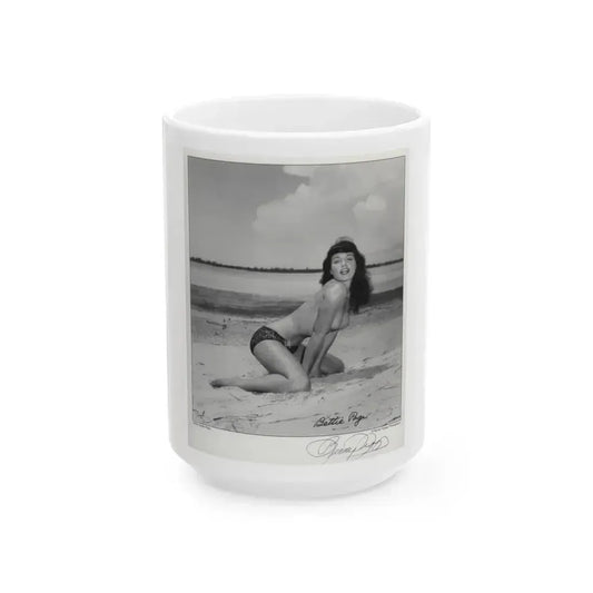 Bettie Page #1074 (Vintage Female Icon) White Coffee Mug 15oz - Go Mug Yourself