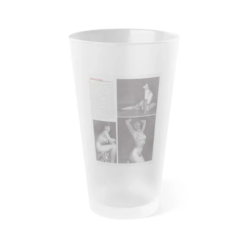 Bettie Page #1079 - 8x11 3 B&W Photos and Brief Article all Bettie on Page 80 of Celebrity Sleuth Mag. '99 (Vintage Female Icon) Frosted Pint Glass 16oz 16oz Frosted - Go Mug Yourself