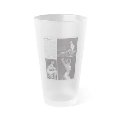Bettie Page #1079 - 8x11 3 B&W Photos and Brief Article all Bettie on Page 80 of Celebrity Sleuth Mag. '99 (Vintage Female Icon) Frosted Pint Glass 16oz 16oz Frosted - Go Mug Yourself