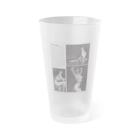 Bettie Page #1079 - 8x11 3 B&W Photos and Brief Article all Bettie on Page 80 of Celebrity Sleuth Mag. '99 (Vintage Female Icon) Frosted Pint Glass 16oz 16oz Frosted - Go Mug Yourself
