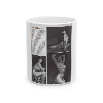 Bettie Page #1079 - 8x11 3 B&W Photos and Brief Article all Bettie on Page 80 of Celebrity Sleuth Mag. '99 (Vintage Female Icon) White Coffee Mug 11oz - Go Mug Yourself