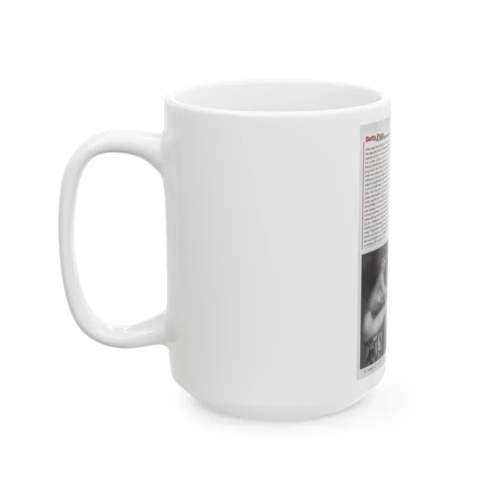 Bettie Page #1079 - 8x11 3 B&W Photos and Brief Article all Bettie on Page 80 of Celebrity Sleuth Mag. '99 (Vintage Female Icon) White Coffee Mug - Go Mug Yourself
