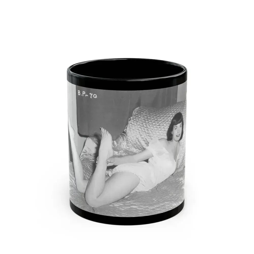 Bettie Page #108 (Vintage Female Icon) Black Coffee Mug 11oz - Go Mug Yourself