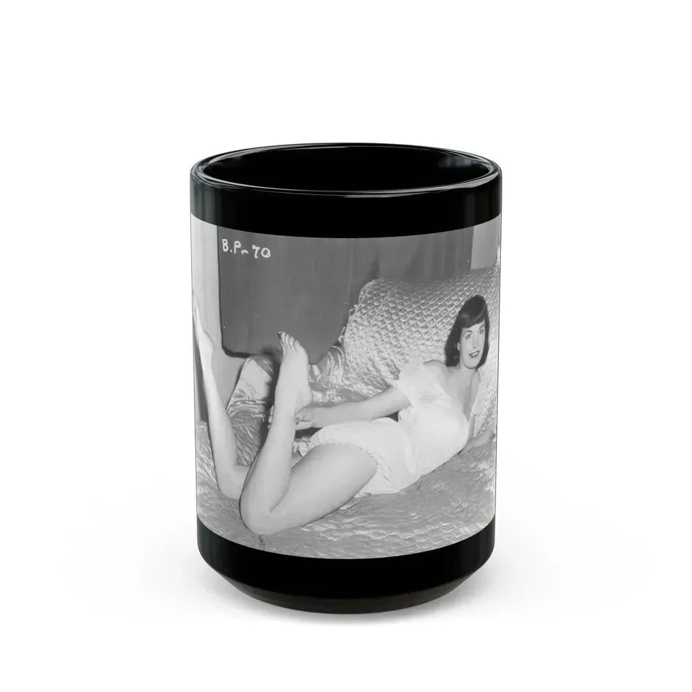 Bettie Page #108 (Vintage Female Icon) Black Coffee Mug 15oz - Go Mug Yourself