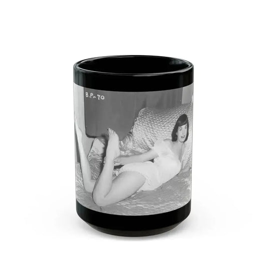Bettie Page #108 (Vintage Female Icon) Black Coffee Mug 15oz - Go Mug Yourself
