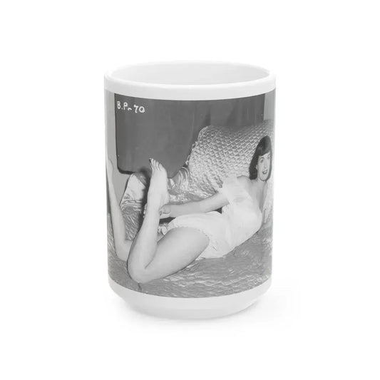Bettie Page #108 (Vintage Female Icon) White Coffee Mug 15oz - Go Mug Yourself