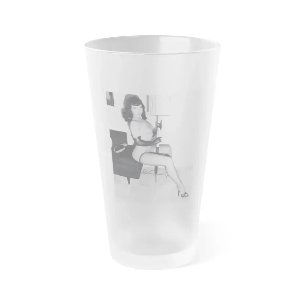 Bettie Page #109 1 (Vintage Female Icon) Frosted Pint Glass 16oz 16oz Frosted - Go Mug Yourself