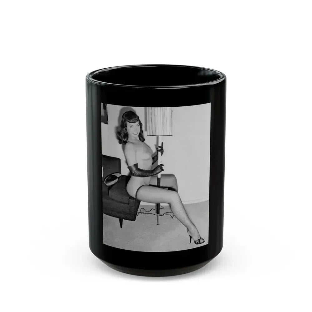 Bettie Page #109 (Vintage Female Icon) Black Coffee Mug 15oz - Go Mug Yourself