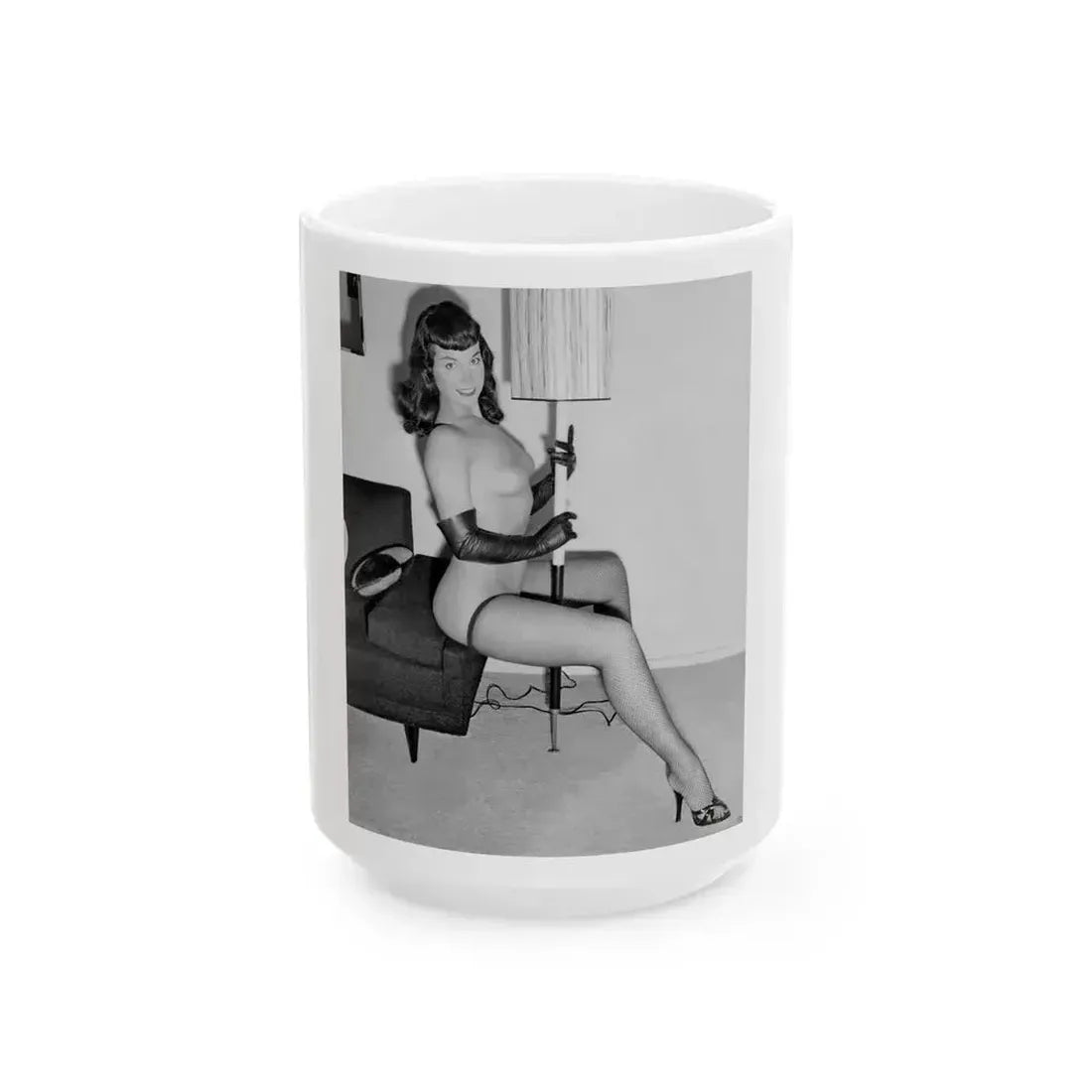 Bettie Page #109 (Vintage Female Icon) White Coffee Mug 15oz - Go Mug Yourself