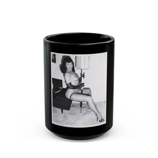 Bettie Page #109_1 (Vintage Female Icon) Black Coffee Mug 15oz - Go Mug Yourself